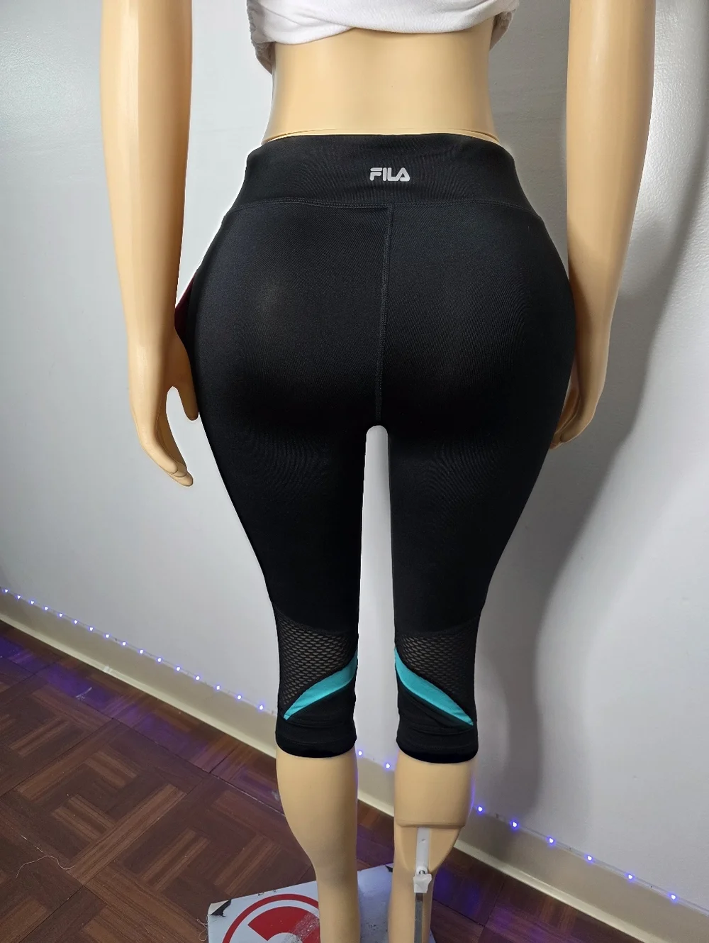 Fila Black And Green High-Waist Leggings with White Logo Size US/M
